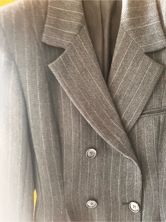 Donna Karan Jackets & Blazers - Women’s Donna Karan Collection Double-Breasted Pinstripe Blazer - Gray